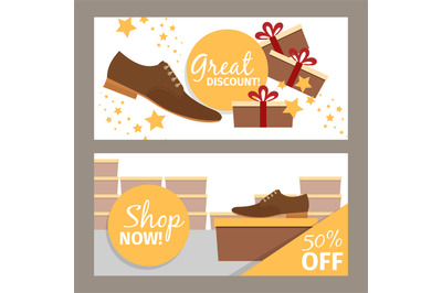 Men shoes horizontal banners for advertising