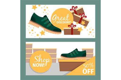 Summer fashion green man shoe banners