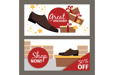 Men shoes horizontal flyers for advertising