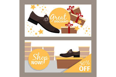 Men shoes horizontal flyers for store