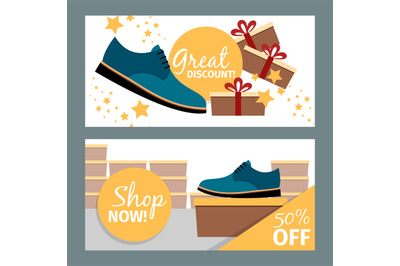 Men summer blue shoe store flyers