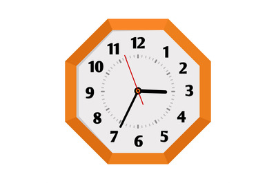 Octagon shape isolated wall clock