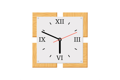 Square modern wooden wall clock