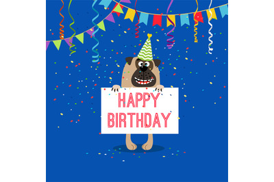 Happy birthday greeting card with dog