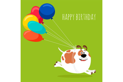 Dog running with air balloons card