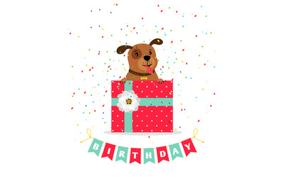 Birthday greeting card with dog