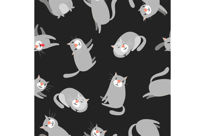 Cats pattern on dark background