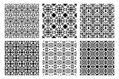 Ethnic monochrome patterns set