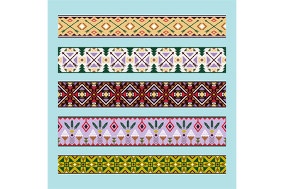 Ethnic pattern colorful ribbons