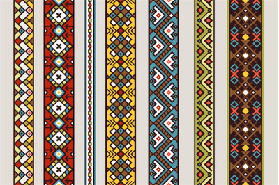 Ethnic ribbon patterns set