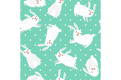 White bunny easter seamless pattern