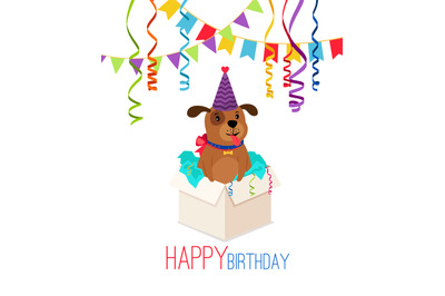 Happy birthday puppy in box card