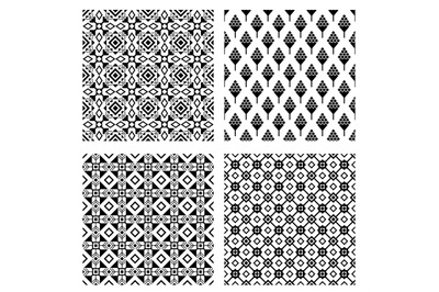 Tribal seamless black pattern set