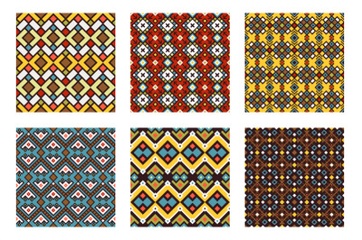 Tribal ornament colored pattern set