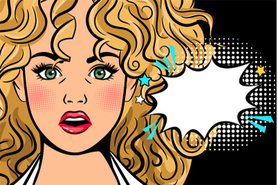 Surprised pop art woman poster