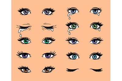 Cartoon pop art female eyes