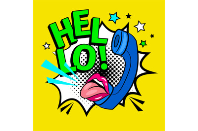 Hello pop art illustration