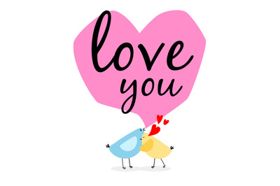 Two birds and hearts card
