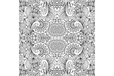 Floral decorative doodle linear pattern