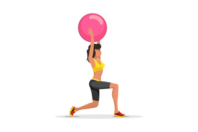 Young Woman Exercising with Fitness Yoga Ball
