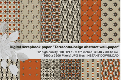 Terracotta-beige, abstract Digital Paper