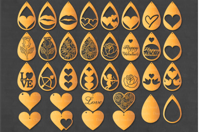 Valentine Teardrop Earrings SVG,  Earring Love SVG.