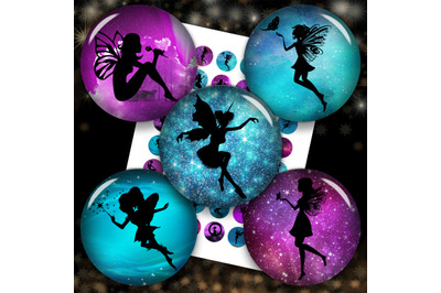 Fairies Silhouettes&2C;Fairy Images&2C;Fairy Pendant&2C;Fairy Digital Collage S