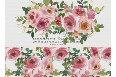 Blush Peach Watercolor Floral Clipart Collection