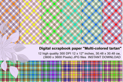 Colorful TARTAN PLAID Digital  Paper