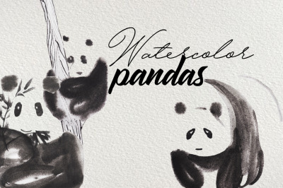 watercolor pandas and bears