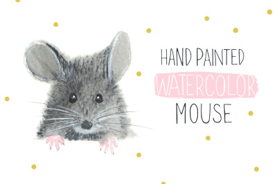 Cute watercolor mouse