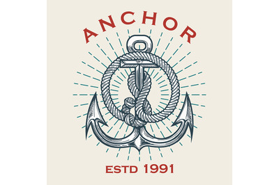 Vintage Ship Anchor Emblem