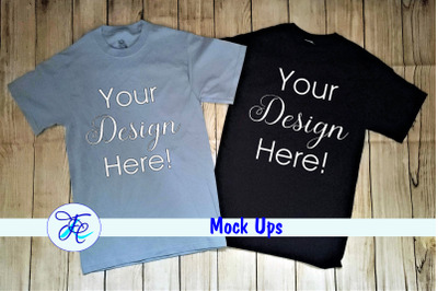 Light Blue and Black Mock Up Shirts