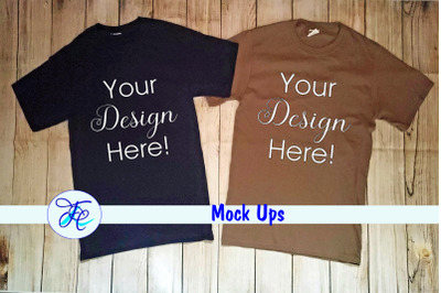 Dark Blue and Tan Mock Up Shirts