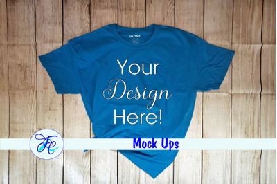 Gildan Sapphire Blue Mock Up Shirts