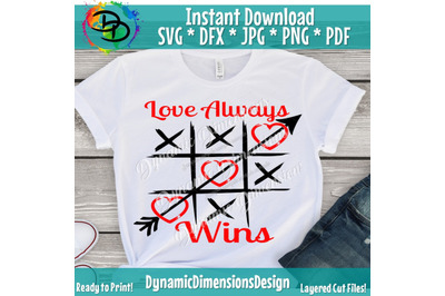 Love Always Wins svg, Valentine Tic Tac Toe svg, arrow svg, Valentine