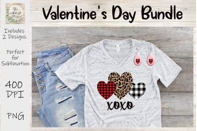 Valentines Day Bundle, Plaid and Leopard Hearts with Matching Earrings