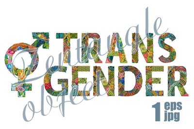 Word TRANSGENDER with Transgender Symbol