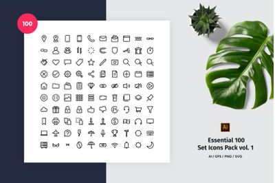 Essential 100 Set Icon Pack Vol. 1