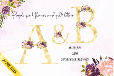 Blush florals alphabet&2C; Gold foil alphabet with flowers&2C; Floral letter