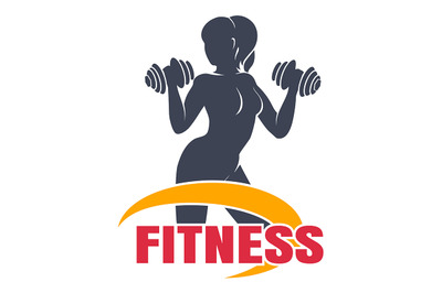 Fitness Emblem with Woman Workout