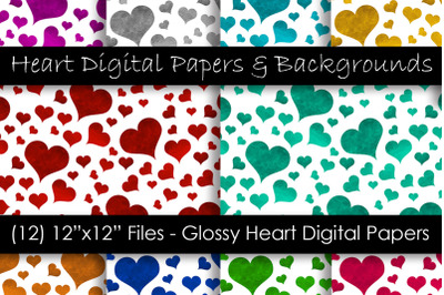 Glossy Color Heart Patterns - Valentine&#039;s Day Hearts