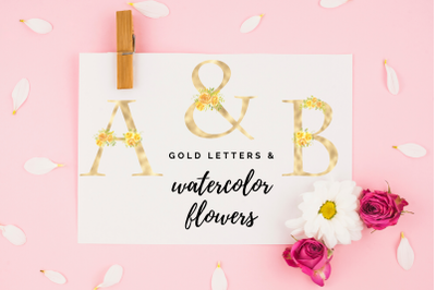 Yellow blush floral alphabet