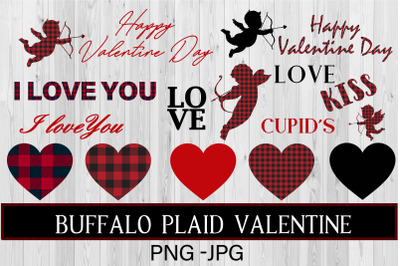 Buffalo plaid Valentine&#039; s day clip art