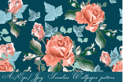 Beauitful vector vintage pattern with roses