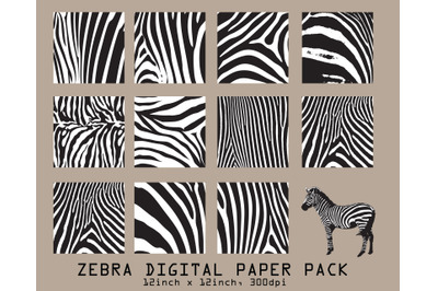 Zebra skin digital papers pack, Scrapbook papers, JPG files