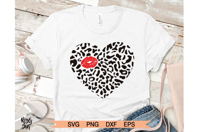Valentines Day Svg, Leopard Heart Svg, Kiss svg, Leopard svg,