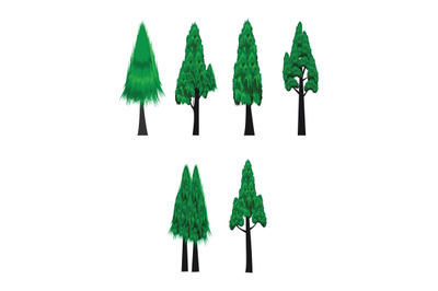 TREE SET simple vector illustration