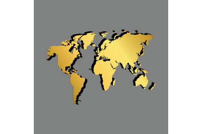 WORLD MAP 3D GOLD