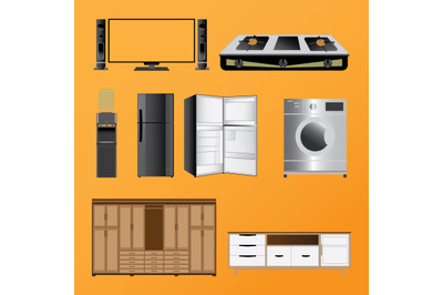 household-appliances simple vector illustration